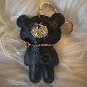Black Bear Keychain with Gold Accents